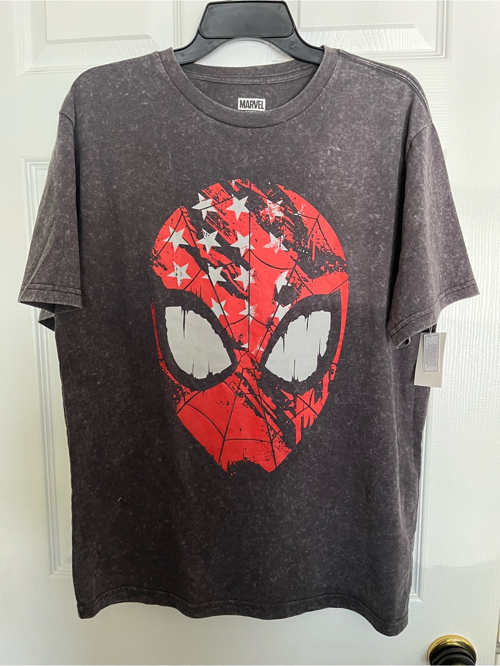 Marvel Short Sleeve Graphic Tee - Black with Red & White Spider Mask